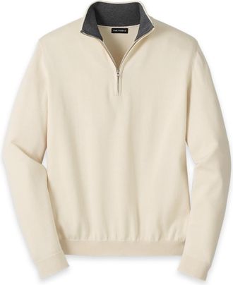 Paul Fredrick Supima Cotton Quarter Zip Mock Neck Sweater