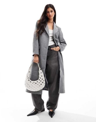 Vila Cappotto elegante taglio lungo grigio