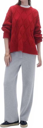 Guest In Residence Wavy Cozy Cashmere Crew Top In True Red