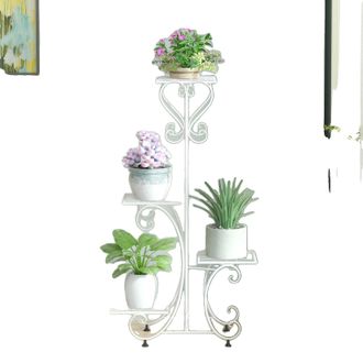 OEM Soporte Para Plantas De 4 Niveles, Construcci&oacute;n Robusta De Hierro, Color Blanco