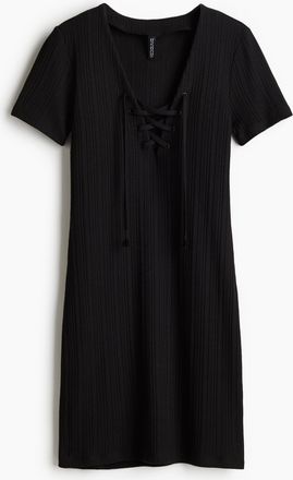 H&M Bodycon-Kleid mit Schn&uuml;rung - Schwarz