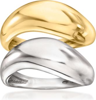 Ross-Simons Sterling Silver and 18kt Gold Over Sterling Jewelry Set: 2 Sculptural Rings