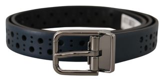 Dolce & Gabbana Mens Perforated Leather Belt - Dark Grey - Size 90 cm