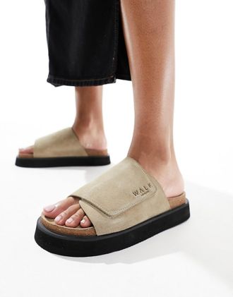 WALK LONDON Barca - Sabot color pietra con velcro-Neutro