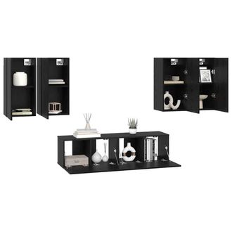 Berkfield Home TV Cabinet Set 6 pcs Black oak 60 x 30 x 30 cm Engineered wood