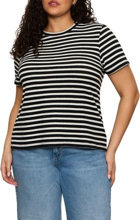Sanctuary Perfect Stripe Relaxed Fit T-Shirt in White/Black Stripe at Nordstrom, Size 2 X