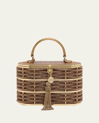 Judith Leiber Willow Woven Crystal Basket Top-Handle Bag