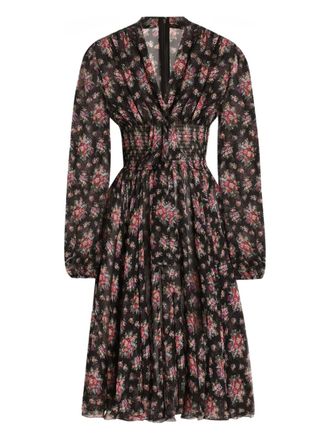 Dolce & Gabbana long-sleeves floral midi dress - Black