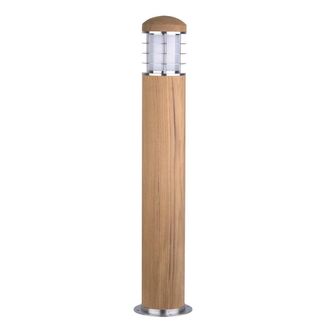 Netlighting Poole 1 Light Outdoor Bollard Light Stainless Steel Teak IP55 E27 in Brown