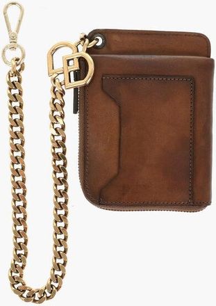 Dsquared2 Leather Wallet DD GANG with Gold Chain size One Size