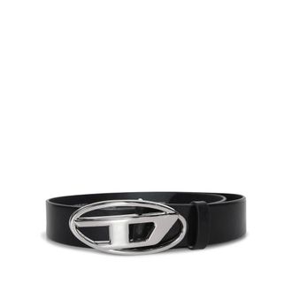 Diesel Belts, male, Black, 95 CM, Black Leather Belt with Metal Buckle