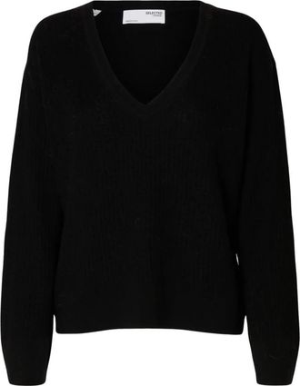 Selected V-hals Truien - Dames - V-hals truien - Zwart - XS - Wol - Truien & Vesten