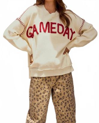 Lovlov Game Day Crewneck Sweater In Cream