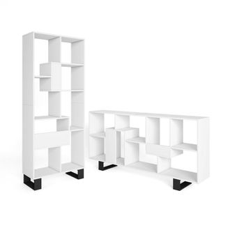 Skraut Home Librer&iacute;a efecto madera blanco 67x31x174cm con patas