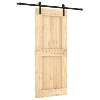 vidaXL Puerta Corredera Natural Y Negro 85 X 210 Cm Vidaxl