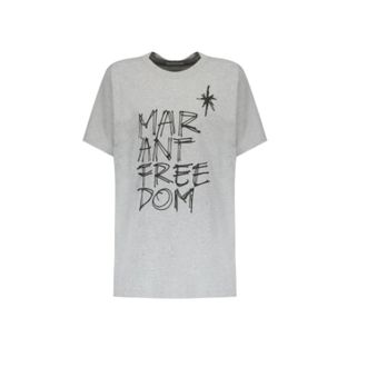 Isabel Marant Bedrukt katoenen T-shirt - Dames - Tops - Grijs - Maat: XS Katoen