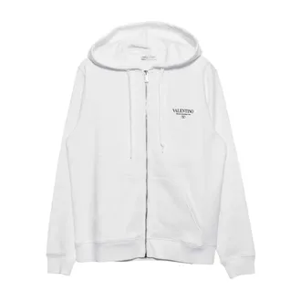 Valentino Zip-throughs, male, White, Size: 2XL White Zipped Sweatshirt Aw24