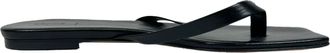 Aeyde Square-Toe Thong Slide Flat Sandals in Black Leather
