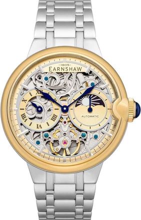 Earnshaw Barallier Sun Moon Dual Time Chronograph Automatic Gold Dial Mens Watch ES-8242-44