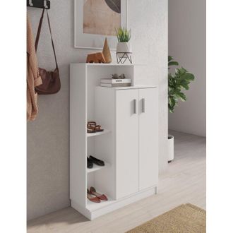 Dmora Zapatero Ruot, Mueble Para Zapatos 5 Estantes, 7 Compartimentos, 2 Puertas, 90x34.5x140h Cm Blanco