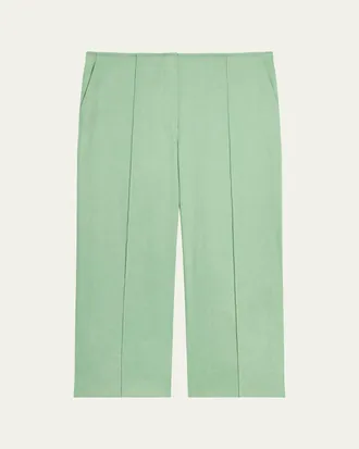 Theory Slit-Cuff Linen-Blend Capri Pants