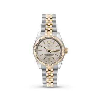 Rolex Pre-owned Rolex Oyster Perpetual Automatic Silver Dial Ladies Watch 76193 SSJ
