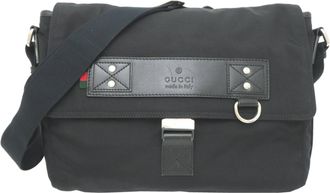 Gucci Black Canvas Messenger Bag (Pre-Owned)