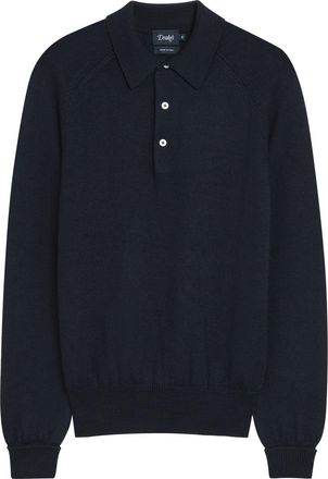 Drake's Drakes Merino Wool Polo Jumper - Navy - S