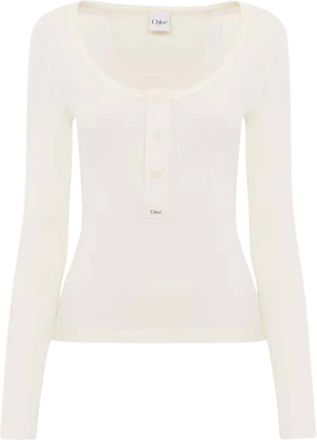 Chlo&eacute; White Scoop Neck T-Shirt