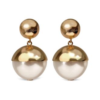 Carolina Herrera Oorstekkers met gegraveerd logo - Dames - Oorbellen - Geel - ONE Size - Accessoires