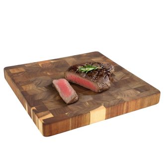 MegaChef 13.75 Inch Square Thick Acacia Wood Serving and Cutting Butcher Board