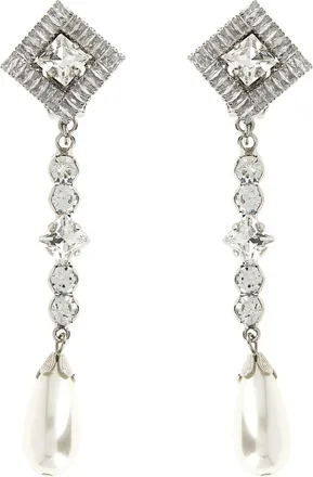 Alessandra Rich Silver Pendant Drop Earrings