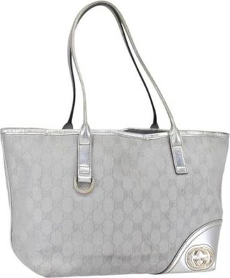 Gucci Pre-owned Tote Bags, female, Gray, Size: ONE SIZE Pre-owned Vintage Canvas Tote Bag