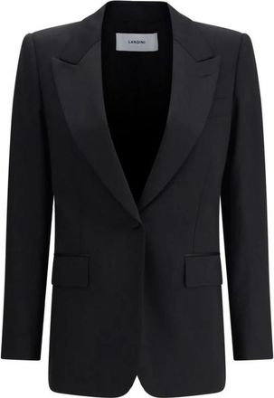 Lardini Getailleerde Blazer met Peak Revers - Dames - Blazers - Zwart - M - Leer - Jassen