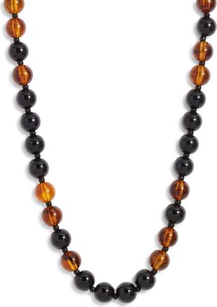 Nordstrom Round Beaded Necklace in Brown- Black- Gold at Nordstrom