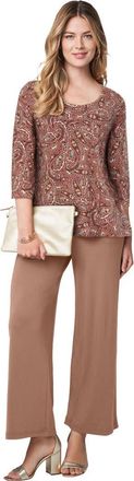 Jessica London Stretch Cotton Scoop Neck Tee in Tea Rose Paisley at Nordstrom, Size 36