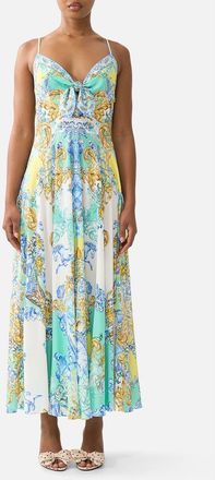 Camilla Long Dress With Tie Front in Dial Up The Tiles at Nordstrom, Size Xx-Large