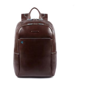 Piquadro Backpacks, unisex, Brown, Size: ONE SIZE Dark Brown Leather Backpack with Rfid Protection