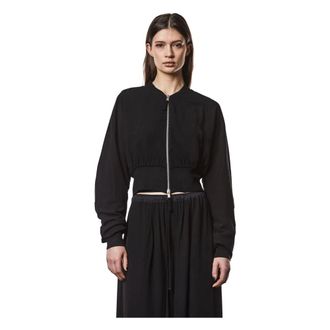 Thom Krom Jassen, Dames, Zwart, L, Katoen, Short Bomber Jacket