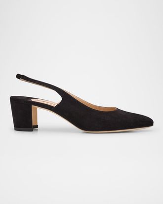 Manolo Blahnik 50mm Allurasa Suede Slingback Pump