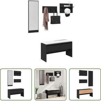vidaXL Set da ingresso - Set Mobili da Ingresso 4 pz Nero in Legno Multistrato