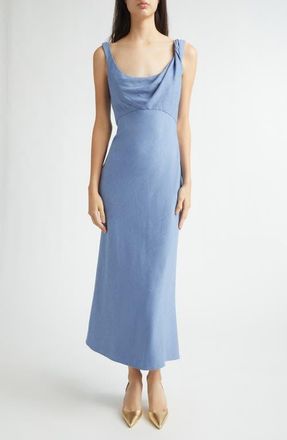 Lela Rose Cowl Neck Twist Strap Dress in Bluebell at Nordstrom, Size 12