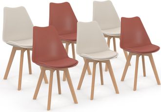 IDMarket Lote De 6 Sillas Escandinavas Sara - Mezcla De Terracota X3 Y Beige X3