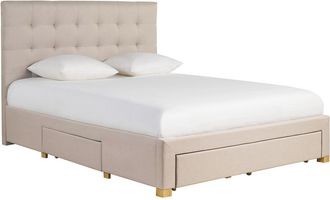 Miliboo Cama Con Cajones 2 Plazas 160 X 200 Cm De Tela Beige Reno