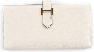 Herm&egrave;s Chevre Leather Long Wallet (Bi-Fold) (Pre-Owned)