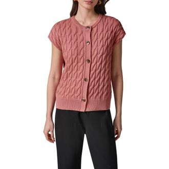 DKNY Extended Shoulder Cable Cardigan in Desert Clay at Nordstrom, Size X-Large