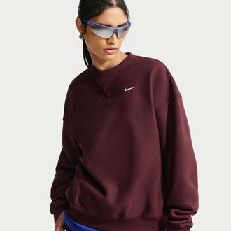 Nike Womens Studio Fleece Heavyweight Oversized Crew in Purple | IO2103-658
