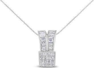 House of Brilliance 14K White Gold 1 5/8 cttw Diamond Heart Ribbon Pendant Necklace at Nordstrom