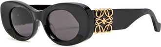 Loewe Anagram Oval-frame Sunglasses - Black - One Size
