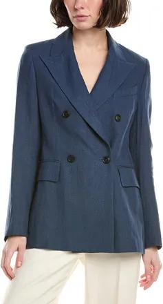 Eleventy WomenS Navy Double-Breasted Long Blazer, Size 38